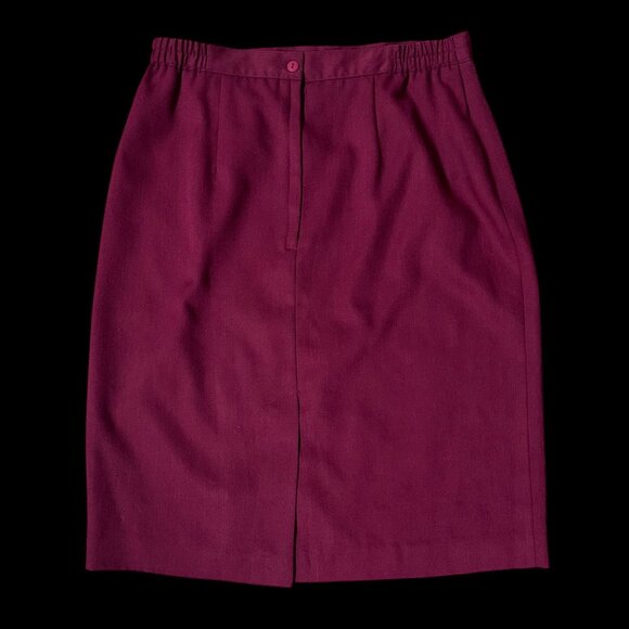 Vintage Burgundy Pencil Skirt Size 16 Worthington USA 1980s Maroon Red Retro - Picture 3 of 6
